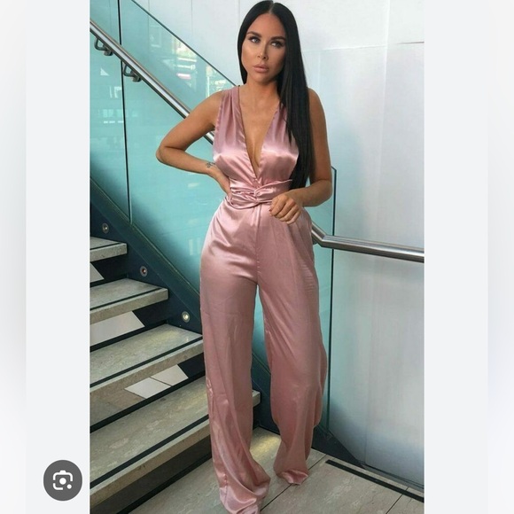 ZARA SATIN EFFECT JUMPSUIT WITH BELT - Picture 4 of 16